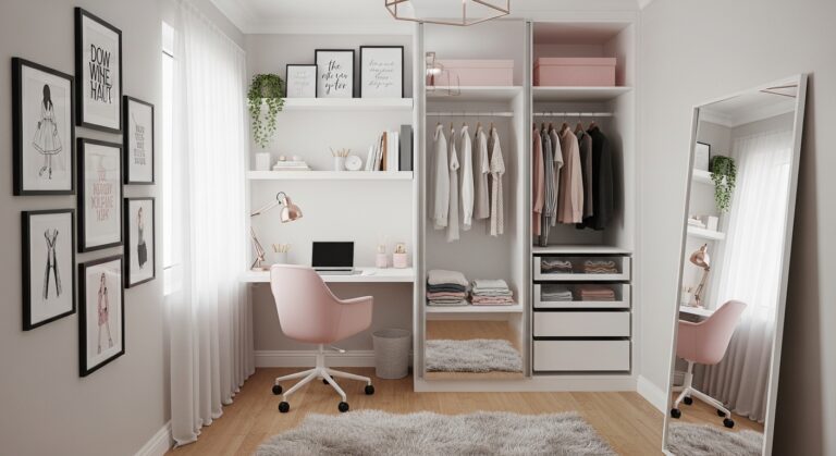 Small Home Office/Dressing Room: Stylish Dual-Purpose Ideas for Small Spaces